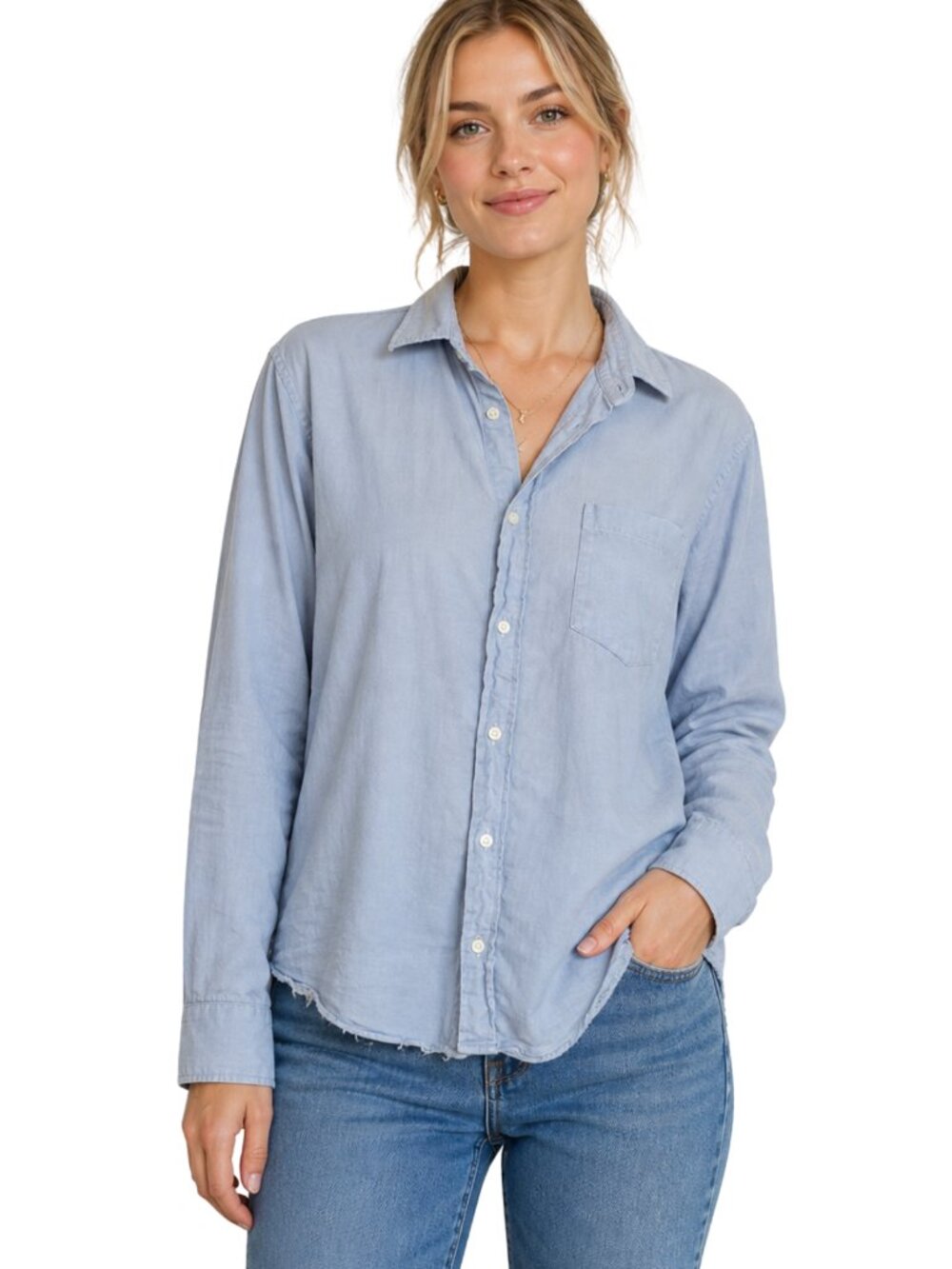 Frank‎ & Eileen Luke Light Blue Button Down Shirt Oversized Cotton
